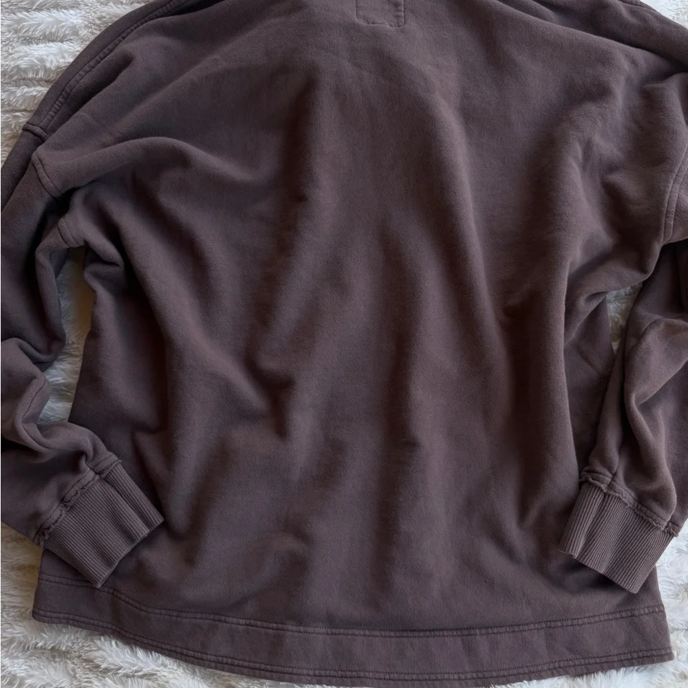 Aerie Brown Hooded Oversized Sweatshirt Sz Large - Picture 5 of 8